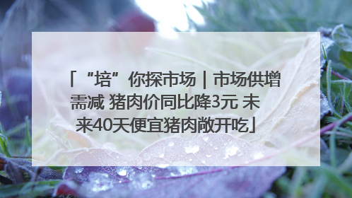 “培”你探市场｜市场供增需减 猪肉价同比降3元 未来40天便宜猪肉敞开吃