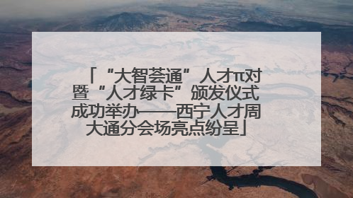 “大智荟通”人才π对暨“人才绿卡”颁发仪式成功举办——西宁人才周大通分会场亮点纷呈