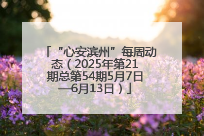“心安滨州”每周动态（2025年第21期总第54期5月7日—6月13日）