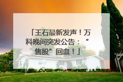 王石最新发声！万科晚间突发公告：“售股”回血！