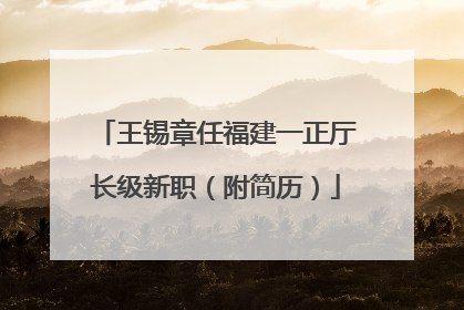 王锡章任福建一正厅长级新职（附简历）