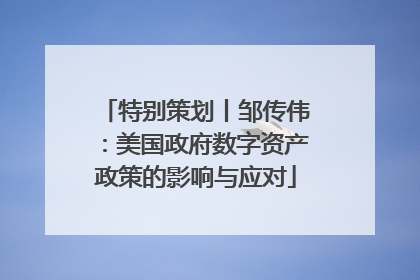 特别策划丨邹传伟：美国政府数字资产政策的影响与应对