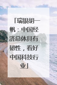 瑞银胡一帆：中国经济总体具有韧性，看好中国科技行业