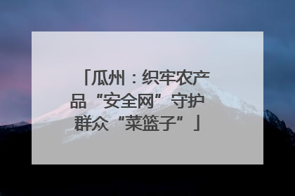 瓜州：织牢农产品“安全网”守护群众“菜篮子”