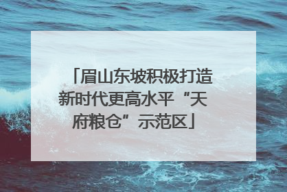眉山东坡积极打造新时代更高水平“天府粮仓”示范区