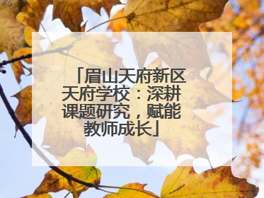 眉山天府新区天府学校：深耕课题研究，赋能教师成长