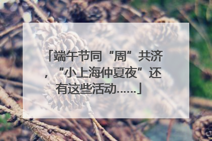 端午节同“周”共济，“小上海仲夏夜”还有这些活动……