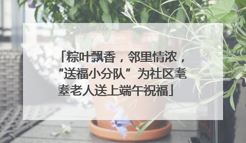 粽叶飘香，邻里情浓，“送福小分队”为社区耄耋老人送上端午祝福