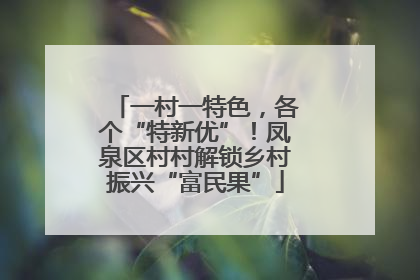 一村一特色，各个“特新优”！凤泉区村村解锁乡村振兴“富民果”