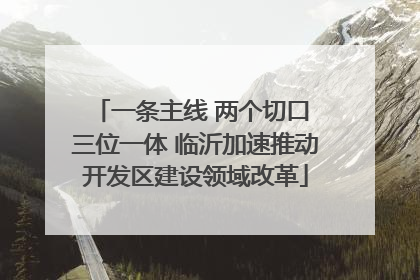一条主线 两个切口 三位一体 临沂加速推动开发区建设领域改革