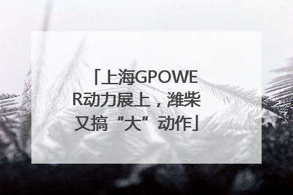 上海GPOWER动力展上，潍柴又搞“大”动作
