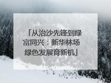 从治沙先锋到绿富同兴：新华林场绿色发展育新机