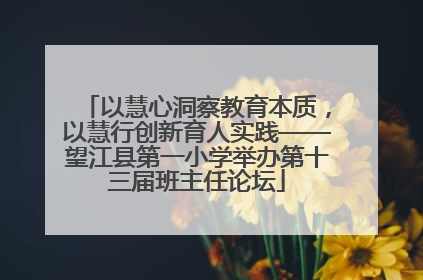 以慧心洞察教育本质，以慧行创新育人实践——望江县第一小学举办第十三届班主任论坛