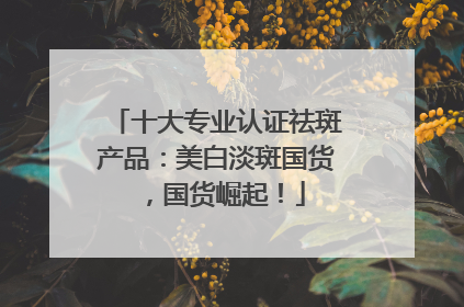十大专业认证祛斑产品：美白淡斑国货，国货崛起！
