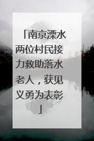 南京溧水两位村民接力救助落水老人，获见义勇为表彰