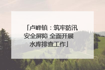 卢峰镇：筑牢防汛安全屏障 全面开展水库排查工作