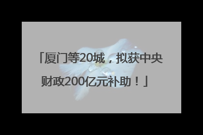 厦门等20城，拟获中央财政200亿元补助！
