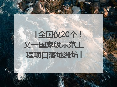 全国仅20个！又一国家级示范工程项目落地潍坊
