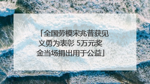 全国劳模宋兆普获见义勇为表彰 5万元奖金当场捐出用于公益