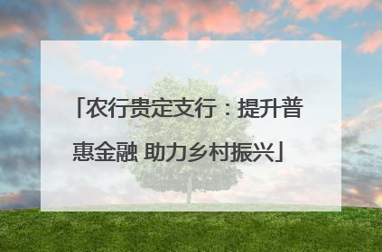 农行贵定支行：提升普惠金融 助力乡村振兴