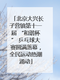 北京大兴长子营镇第十一届 “和谐杯” 乒乓球大赛圆满落幕，全民运动热潮涌动