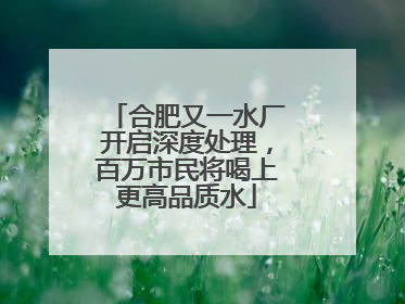 合肥又一水厂开启深度处理，百万市民将喝上更高品质水