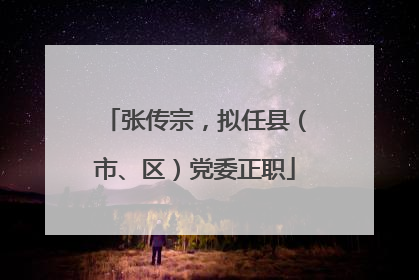 张传宗，拟任县（市、区）党委正职