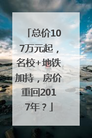 总价107万元起，名校+地铁加持，房价重回2017年？
