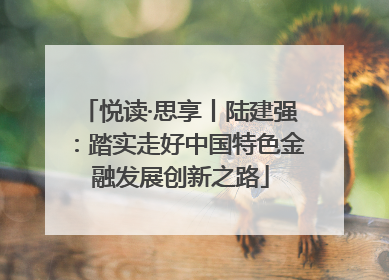 悦读·思享丨陆建强：踏实走好中国特色金融发展创新之路