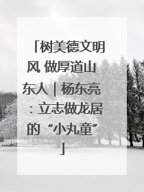 树美德文明风 做厚道山东人｜杨东亮：立志做龙居的“小丸童”
