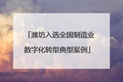 潍坊入选全国制造业数字化转型典型案例