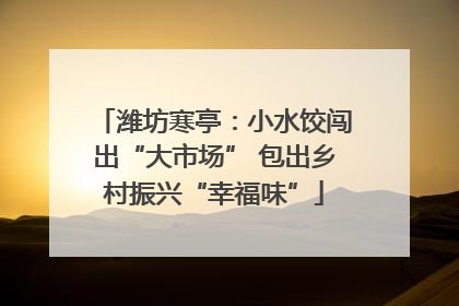 潍坊寒亭：小水饺闯出“大市场” 包出乡村振兴“幸福味”