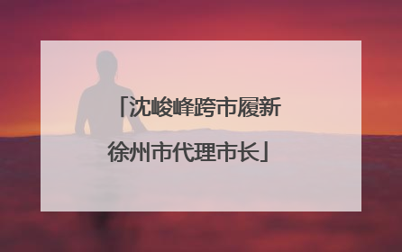 沈峻峰跨市履新徐州市代理市长