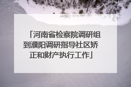 河南省检察院调研组到濮阳调研指导社区矫正和财产执行工作