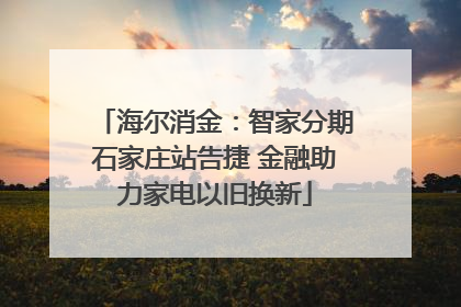 海尔消金：智家分期石家庄站告捷 金融助力家电以旧换新