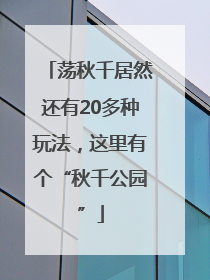 荡秋千居然还有20多种玩法，这里有个“秋千公园”