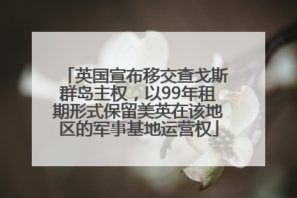 英国宣布移交查戈斯群岛主权，以99年租期形式保留美英在该地区的军事基地运营权