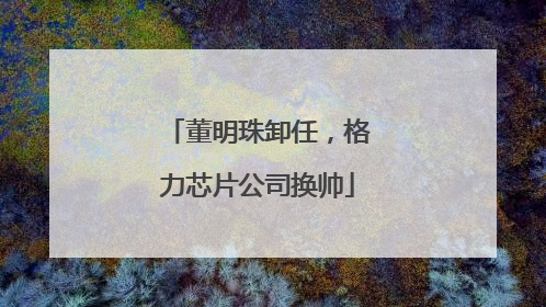 董明珠卸任，格力芯片公司换帅