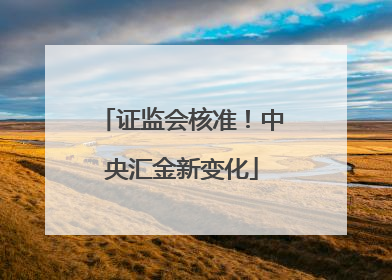 证监会核准！中央汇金新变化