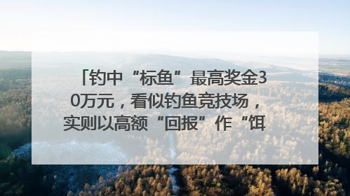 钓中“标鱼”最高奖金30万元，看似钓鱼竞技场，实则以高额“回报”作“饵”……｜今晚九点半