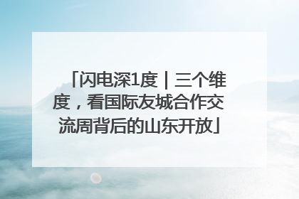闪电深1度｜三个维度，看国际友城合作交流周背后的山东开放