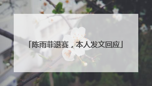陈雨菲退赛，本人发文回应