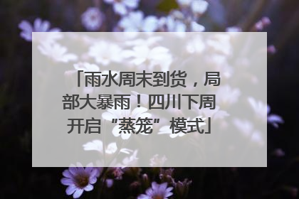 雨水周末到货，局部大暴雨！四川下周开启“蒸笼”模式