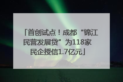首创试点！成都“锦江民营发展贷”为118家民企授信1.7亿元
