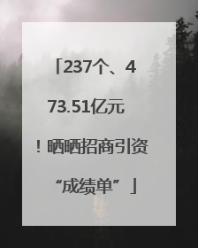 237个、473.51亿元！晒晒招商引资“成绩单”