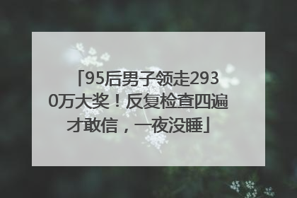 95后男子领走2930万大奖！反复检查四遍才敢信，一夜没睡