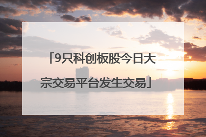 9只科创板股今日大宗交易平台发生交易